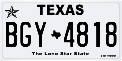 TX license plate BGY4818