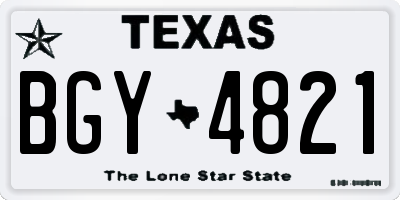 TX license plate BGY4821