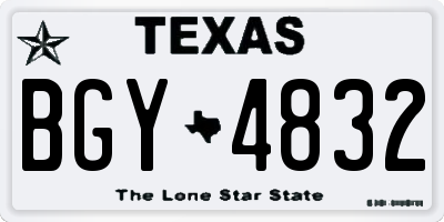 TX license plate BGY4832