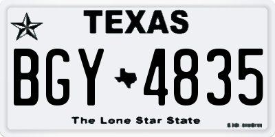 TX license plate BGY4835
