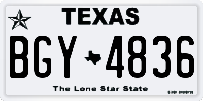 TX license plate BGY4836