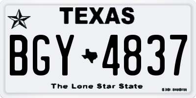 TX license plate BGY4837