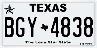 TX license plate BGY4838