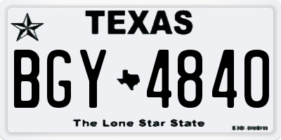 TX license plate BGY4840