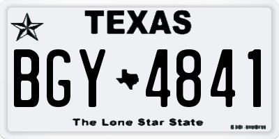 TX license plate BGY4841