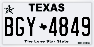 TX license plate BGY4849