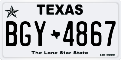 TX license plate BGY4867
