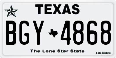 TX license plate BGY4868
