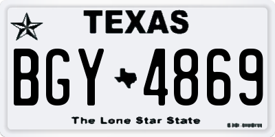 TX license plate BGY4869