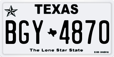 TX license plate BGY4870