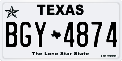 TX license plate BGY4874