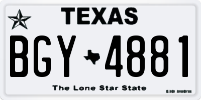 TX license plate BGY4881