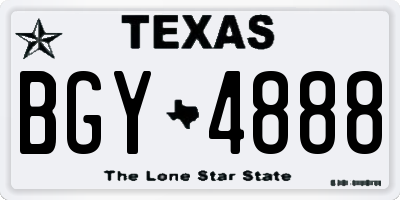 TX license plate BGY4888