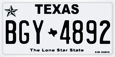 TX license plate BGY4892