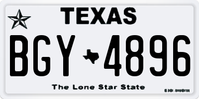 TX license plate BGY4896