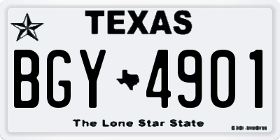 TX license plate BGY4901