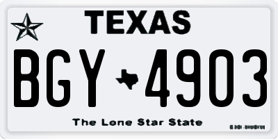 TX license plate BGY4903