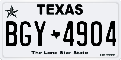 TX license plate BGY4904