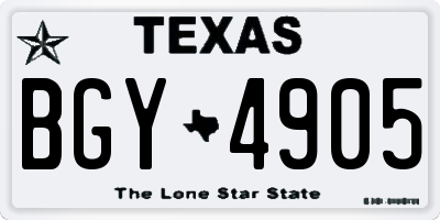 TX license plate BGY4905