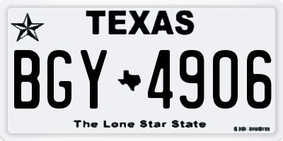 TX license plate BGY4906