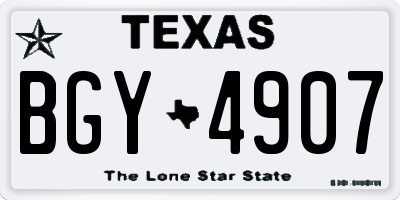 TX license plate BGY4907