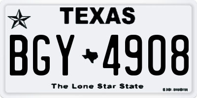 TX license plate BGY4908