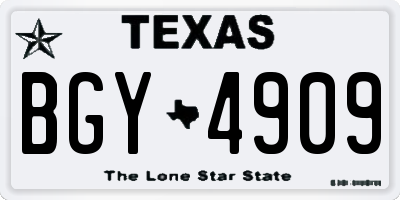 TX license plate BGY4909