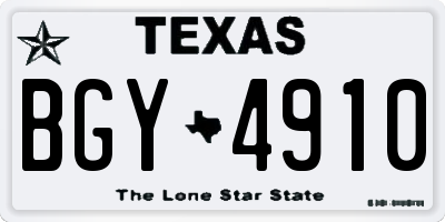 TX license plate BGY4910