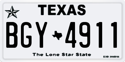 TX license plate BGY4911