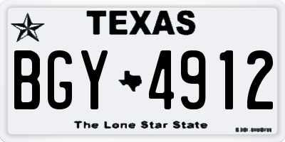 TX license plate BGY4912