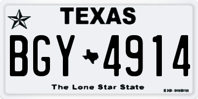 TX license plate BGY4914
