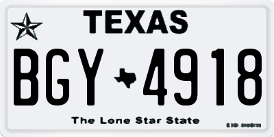 TX license plate BGY4918