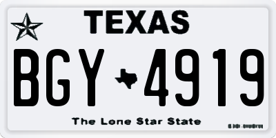 TX license plate BGY4919