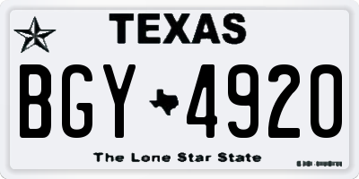 TX license plate BGY4920