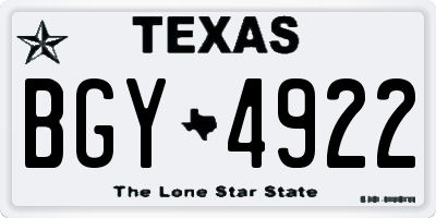 TX license plate BGY4922