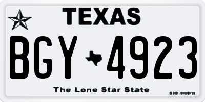 TX license plate BGY4923