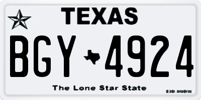 TX license plate BGY4924