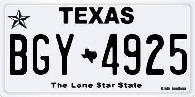 TX license plate BGY4925