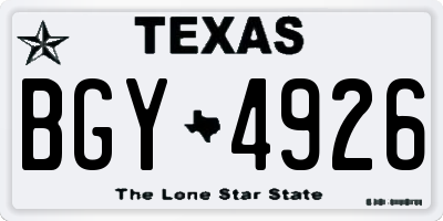 TX license plate BGY4926