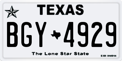 TX license plate BGY4929