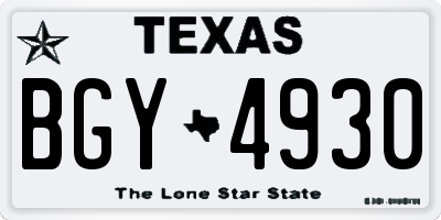 TX license plate BGY4930