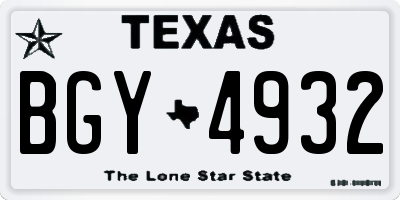 TX license plate BGY4932