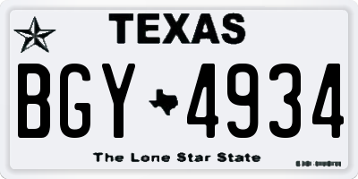TX license plate BGY4934