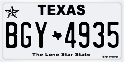 TX license plate BGY4935