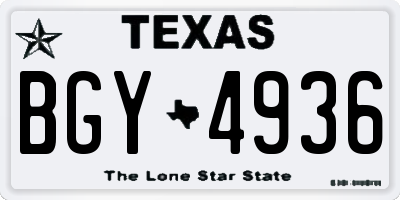 TX license plate BGY4936
