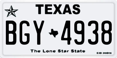TX license plate BGY4938