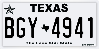TX license plate BGY4941