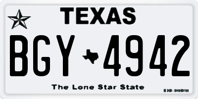TX license plate BGY4942