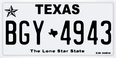 TX license plate BGY4943