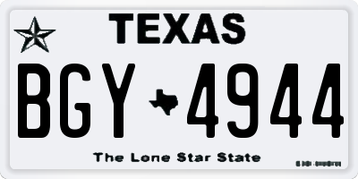 TX license plate BGY4944